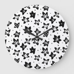 Reloj Redondo Grande Patrón floral reconstruido - Gótico acromático