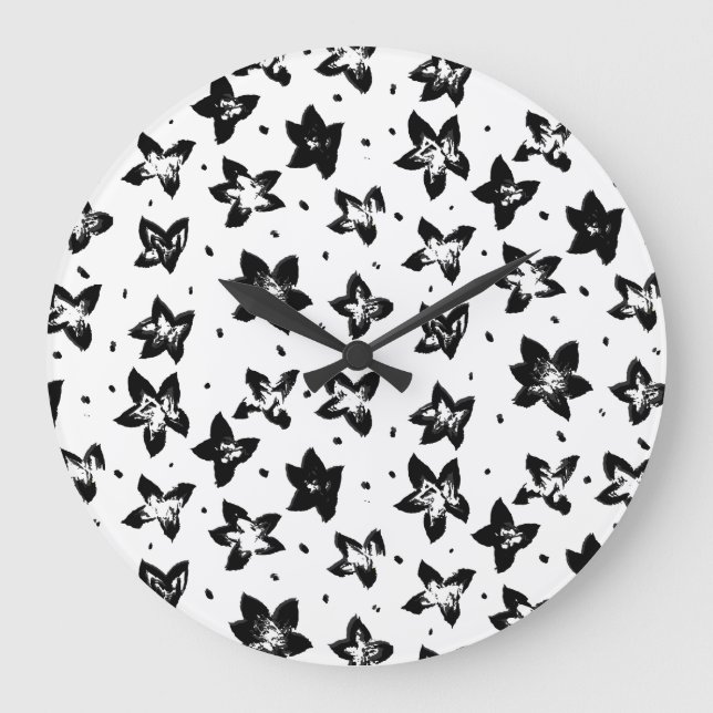 Reloj Redondo Grande Patrón floral reconstruido - Gótico acromático (Anverso)