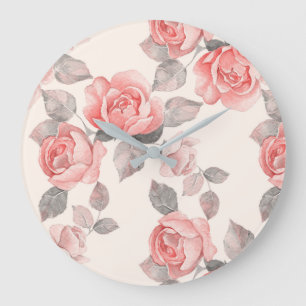 Reloj Redondo Grande Patrón floral romántico 8