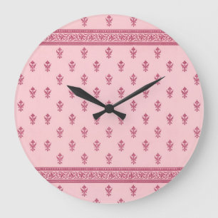 Reloj Redondo Grande Patrón floral rosado