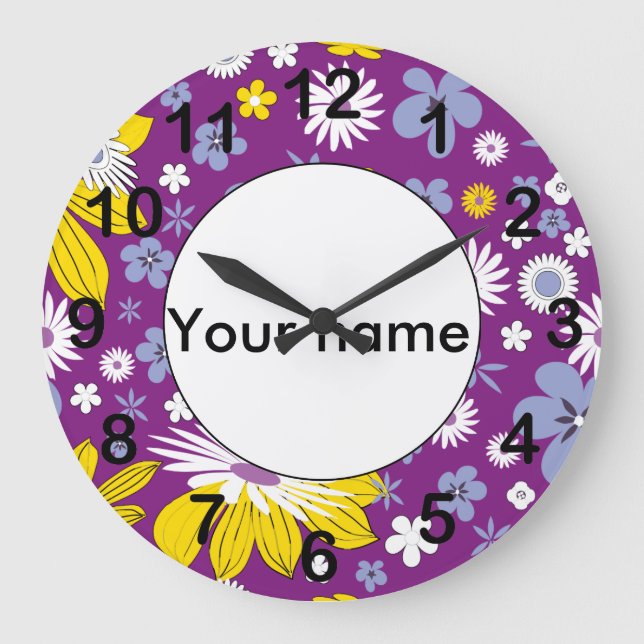 Reloj Redondo Grande Patrón floral sin foco (Anverso)