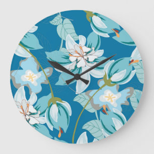 Reloj Redondo Grande Patrón floral, versátil diseño floral.