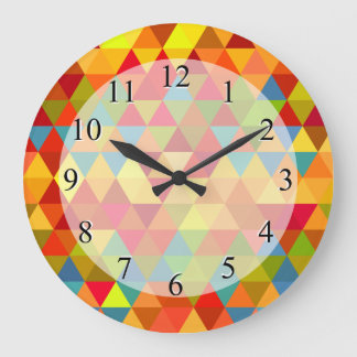 Reloj Redondo Grande Patrón fractal geométrico de triángulo de Fiesta