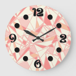 Reloj Redondo Grande Patrón geométrico abstracto rosa beige