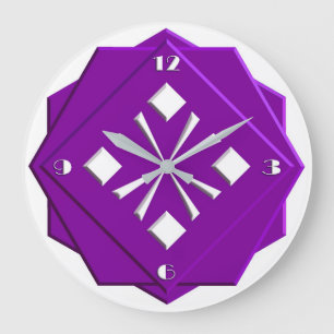 Reloj Redondo Grande Patrón geométrico Art Deco amatista púrpura