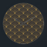 Reloj Redondo Grande Patrón geométrico Art Deco, inmaculado.<br><div class="desc">Patrón Art Déco Vintage Sin Maravilla. Textura decorativa geométrica. Glamour Art Deco: ¡Belleza geométrica desatada! Patrón geométrico Art Deco: Elegancia Vintage! deco,  patrón,  fondo,  ilustracion,  motivo,  oro,  sin costura,  decoración,  nouveau,  japonés,  flor,  ventilador,  baldosa,  concha,  geométrica,  círculo,  textura,  lujo,  abstracto,  moda</div>