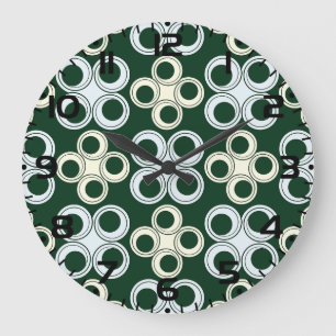 Reloj Redondo Grande Patrón Geométrico de Círculos Retro