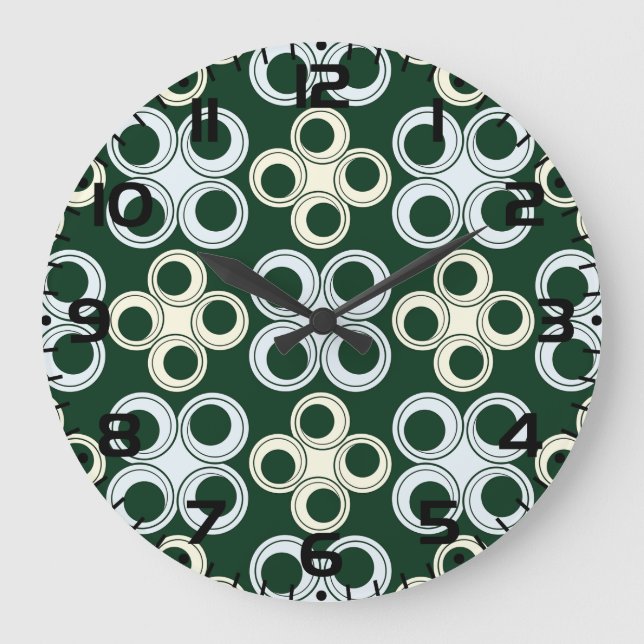 Reloj Redondo Grande Patrón Geométrico de Círculos Retro (Anverso)