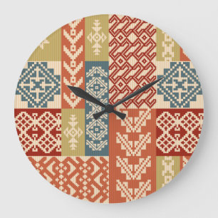 Reloj Redondo Grande Patrón geométrico de trabajo en banda de búsqueda