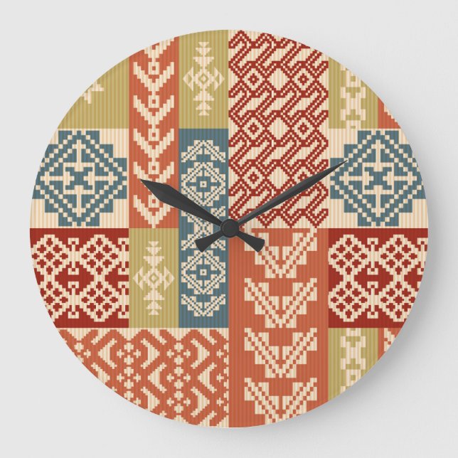 Reloj Redondo Grande Patrón geométrico de trabajo en banda de búsqueda (Anverso)