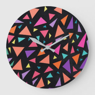 Reloj Redondo Grande Patrón geométrico de triángulo multicolor