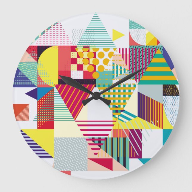 Reloj Redondo Grande Patrón geométrico decorativo, abstracto y sin fisu (Anverso)