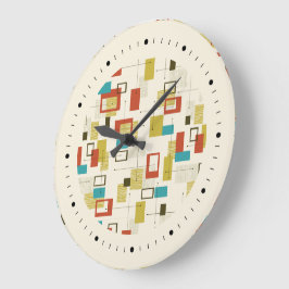 Reloj Redondo Grande Patrón geométrico del siglo medio retro colorido