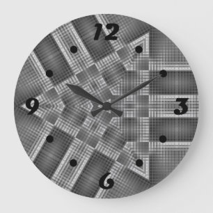 Reloj Redondo Grande Patrón geométrico gris