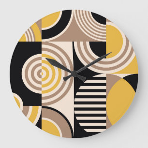 Reloj Redondo Grande Patrón geométrico moderno, abstracto vintage
