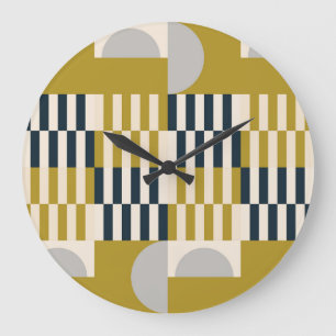Reloj Redondo Grande Patrón geométrico moderno, retro escandinavo