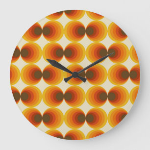 Reloj Redondo Grande Patrón geométrico retro de abstracto colorido