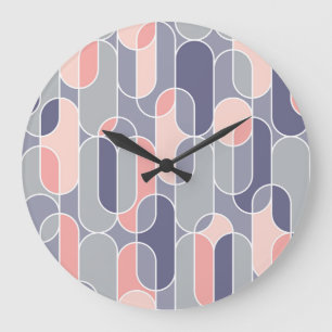 Reloj Redondo Grande Patrón geométrico retro oval 70