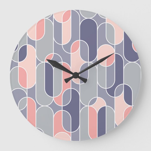 Reloj Redondo Grande Patrón geométrico retro oval 70 (Anverso)