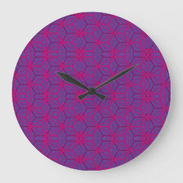 Reloj Redondo Grande Patrón geométrico retro rosa