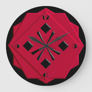 Reloj Redondo Grande Patrón geométrico rojo del Art Deco chino