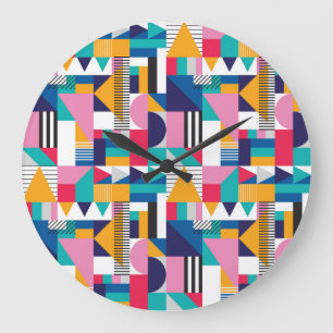 Reloj Redondo Grande Patrón geométrico sin soldadura de abstracto moder