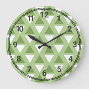 Reloj Redondo Grande Patrón geométrico verde pastel simple