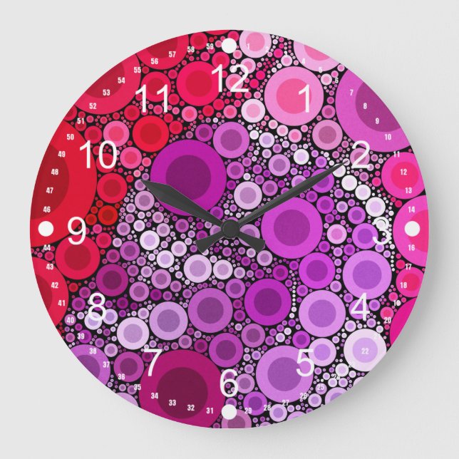 Reloj Redondo Grande Patrón Giratorio de Círculos Concéntricos Púrpura  (Anverso)