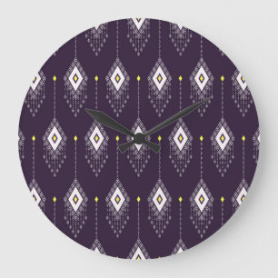 Reloj Redondo Grande Patrón Ikat Chandelier: Diseño textil vintage
