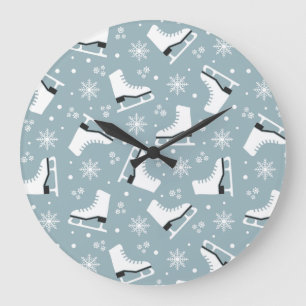 Reloj Redondo Grande Patrón invernal con patines de hielo