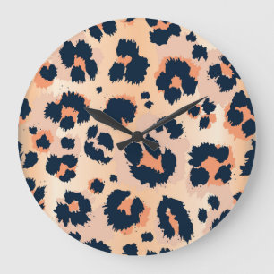 Reloj Redondo Grande Patrón Leopard: Funny Seamless Design