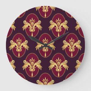 Reloj Redondo Grande Patrón magenta del compás de oro barroco