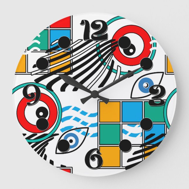 Reloj Redondo Grande Patrón moderno abstracto creativo multicolor (Anverso)