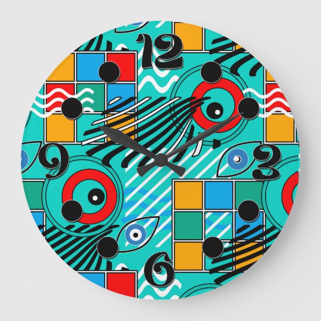 Reloj Redondo Grande Patrón moderno abstracto creativo multicolor (Anverso)