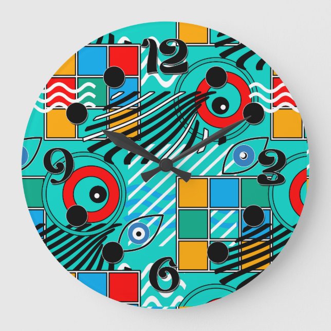 Reloj Redondo Grande Patrón moderno abstracto creativo multicolor (Anverso)