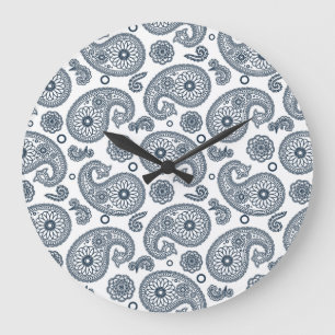 Reloj Redondo Grande Patrón paisajista azul oscuro indio sin fisuras so