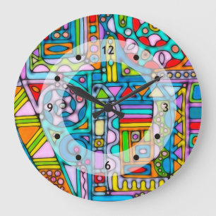 Reloj Redondo Grande Patrón Pintado A Mano Y Digitalmente Art 53