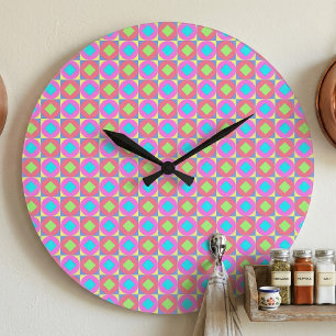 Reloj Redondo Grande Patrón psicodélico abstracto geométrico vibrante