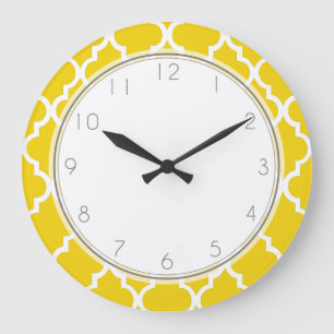 Reloj Redondo Grande Patrón Quatrefoil amarillo limón