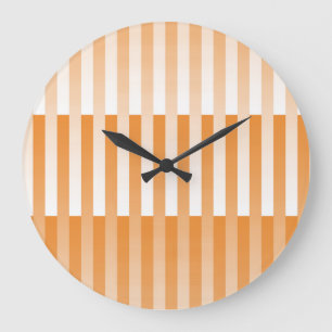Reloj Redondo Grande Patrón rayado blanco naranja