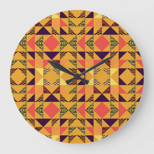 Reloj Redondo Grande Patrón Resumen del Triángulo de Memphis Pastel.