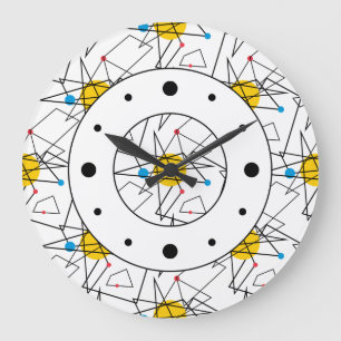Reloj Redondo Grande Patrón retro geométrico angular