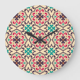 Reloj Redondo Grande Patrón retro: papel de pared, diseño textil