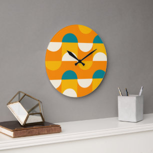 Reloj Redondo Grande Patrón retro verde azul amarillo oscuro Verde azul