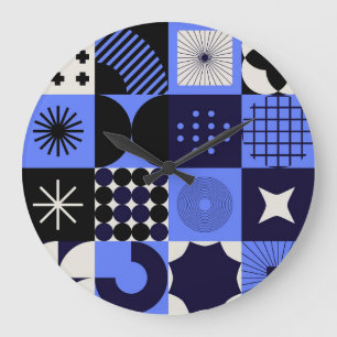 Reloj Redondo Grande Patrón retrofuturista audaz de Bauhaus geométrico