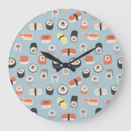 Reloj Redondo Grande Patrón rodante de sushi nigiri maki japonés
