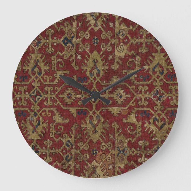 Reloj Redondo Grande Patrón rojo persa Rústico Antiguo (Anverso)