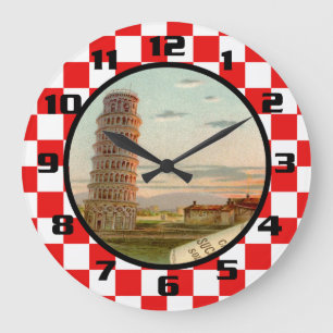Reloj Redondo Grande Patrón rojo y blanco pintado en Italia
