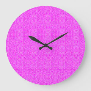 Reloj Redondo Grande Patrón rosa abstracto divertido elegante