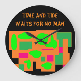 Reloj Redondo Grande Patrón rosa de melocotón con logotipo Time and Tid